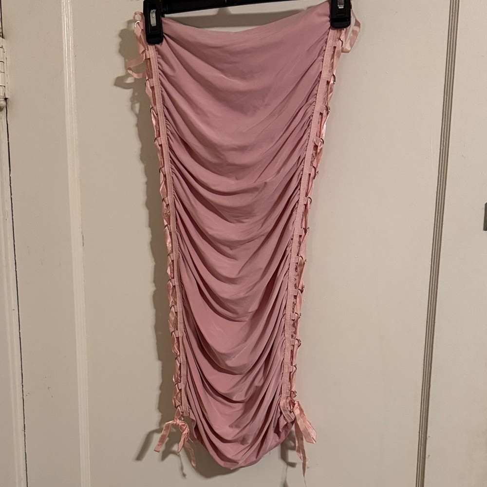 Christina Strapless Pink Ruched Dress